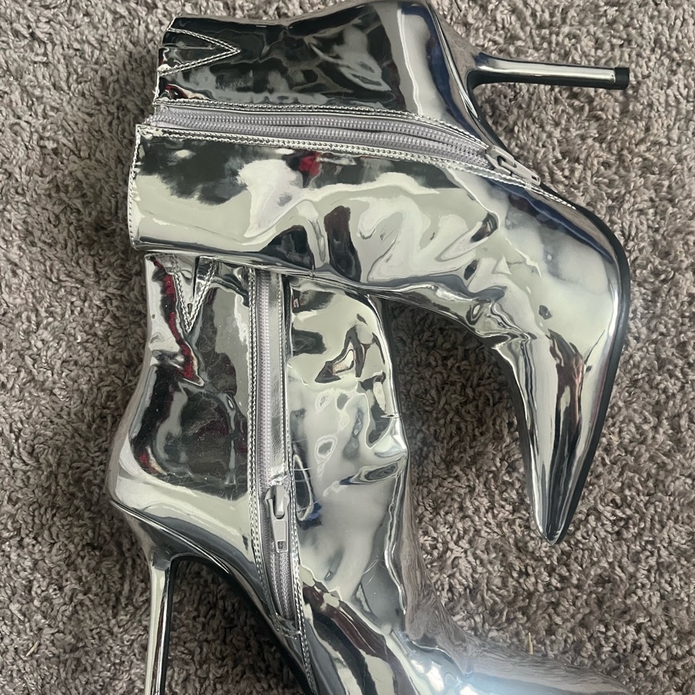 INC International Concepts Metallic Silver Heeled Boots